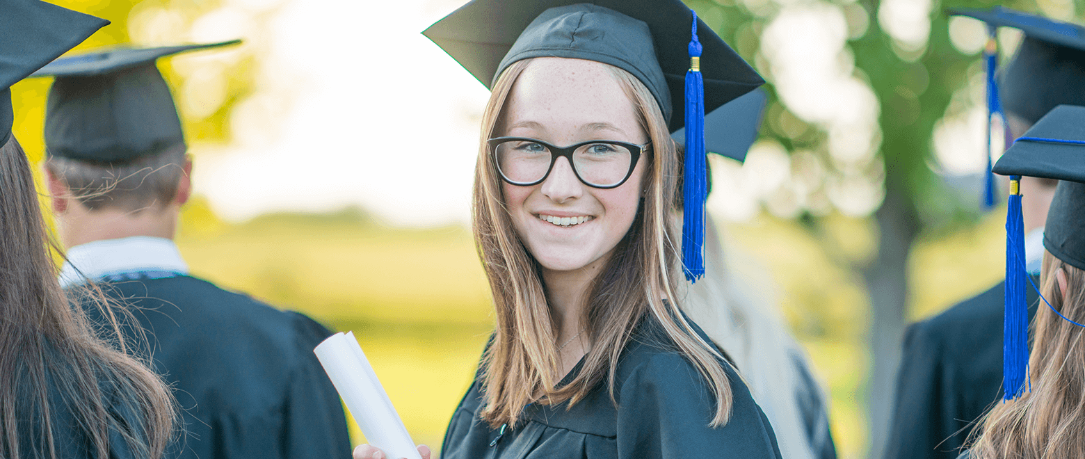 teen student at her graduation